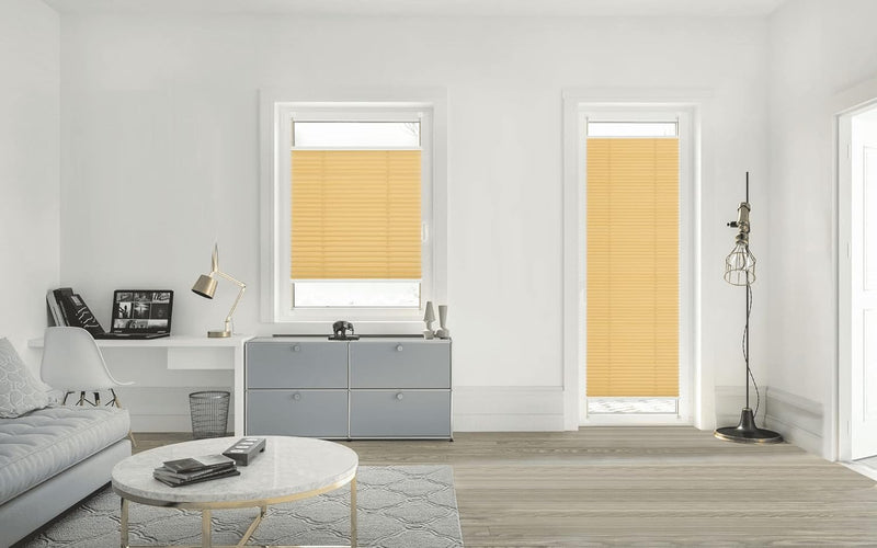 Eurohome Plissee Beige 110x100cm klemmfix ohne Bohren für Fenster und Türen 110x100cm Beige, 110x100