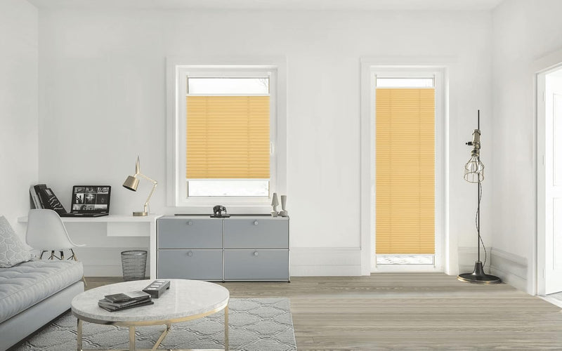 Eurohome Plissee Beige 105x120cm klemmfix ohne Bohren für Fenster und Türen 105x120cm Beige, 105x120