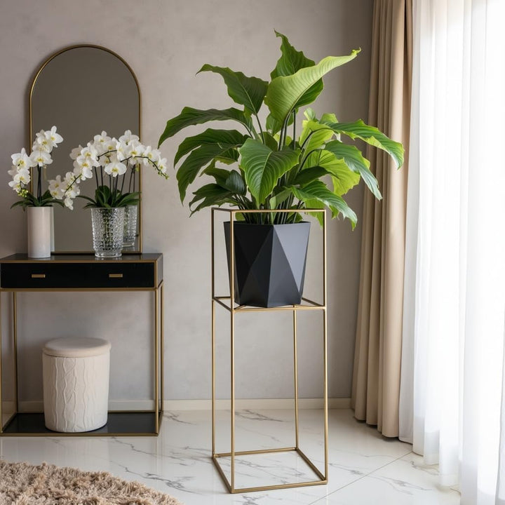 Pflanzenständer Filo - 24x24x60cm - Farbe Gold - für Zimmerblumen - Metallregal - Dekorativer Tisch