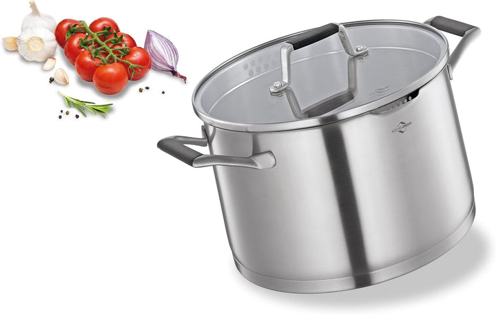 Küchenprofi COOK Kochtopf BOLOGNA | Edelstahl Schmortopf mit Deckel aus Sicherheitsglas | Induktions