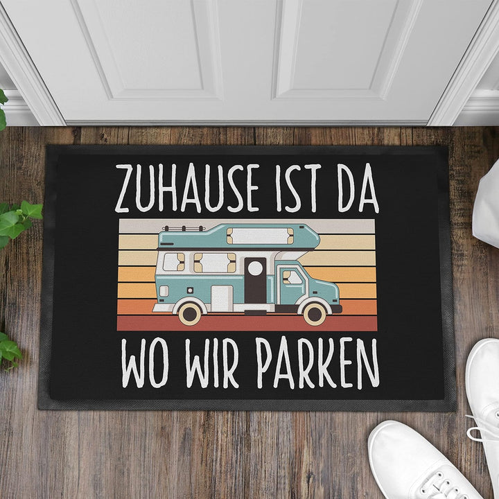 Trendation - Camper Wohnwagen Fussmatte Zuhause Ist Da Wo Wir Parken Fussmatte 60x40 cm Camping Fuss