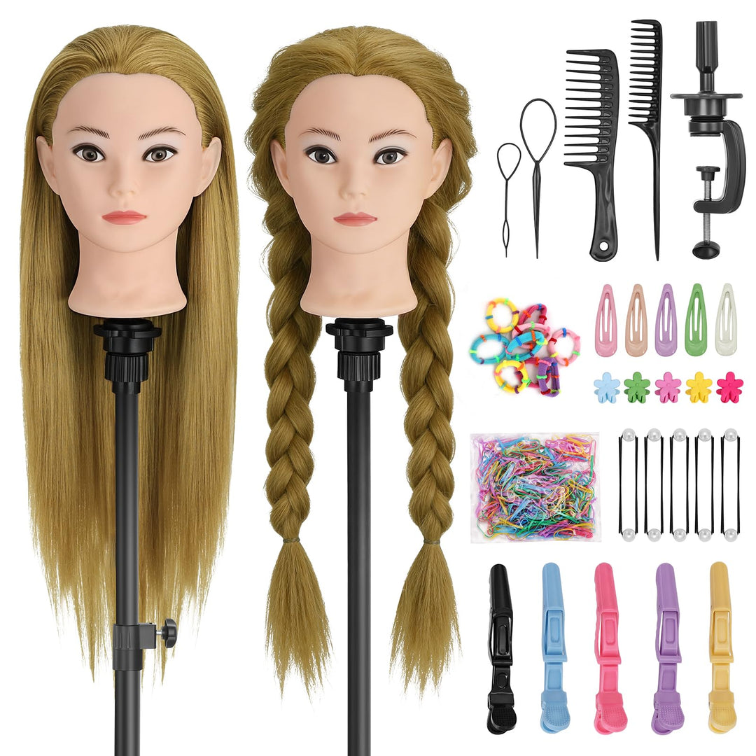 TwoWin Friseurkopf Echthaar mit Ohrlöchern, 71 cm (28 Zoll) 100% Synthetischer Mannequin Frisierkopf