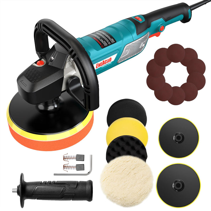 ENEACRO Poliermaschine,1500W Polierer 6 Variable Geschwindigkeit mit 150/180mm Polierteller, D-Griff