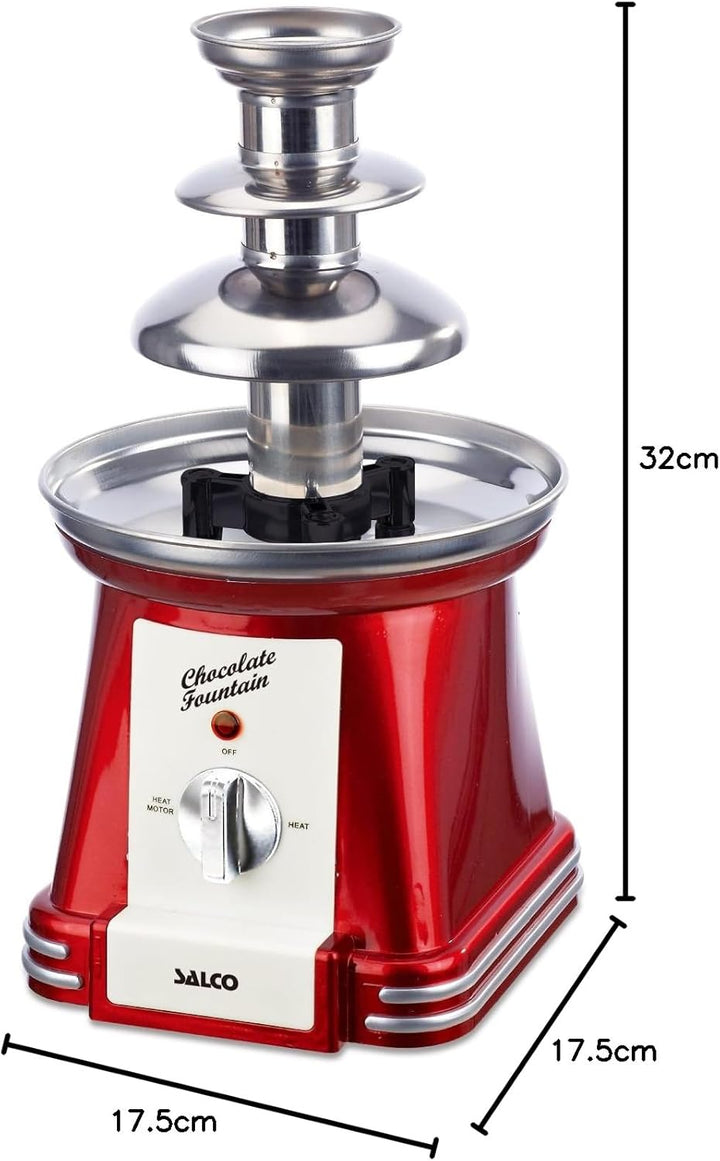 Salco Retro Schokoladenbrunnen - Schokobrunnen - Schokoladen Fondue aus Edelstahl im 50er Jahrestil