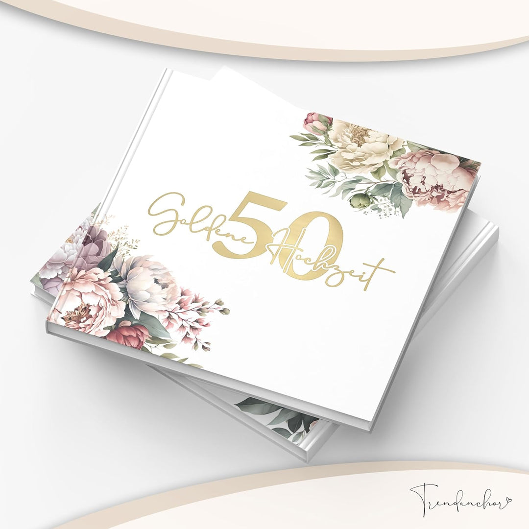 50 Goldene Hochzeit Gästebuch zum Ausfüllen und Fotos Einkleben - Geschenkidee zum 50. Hochzeitstag