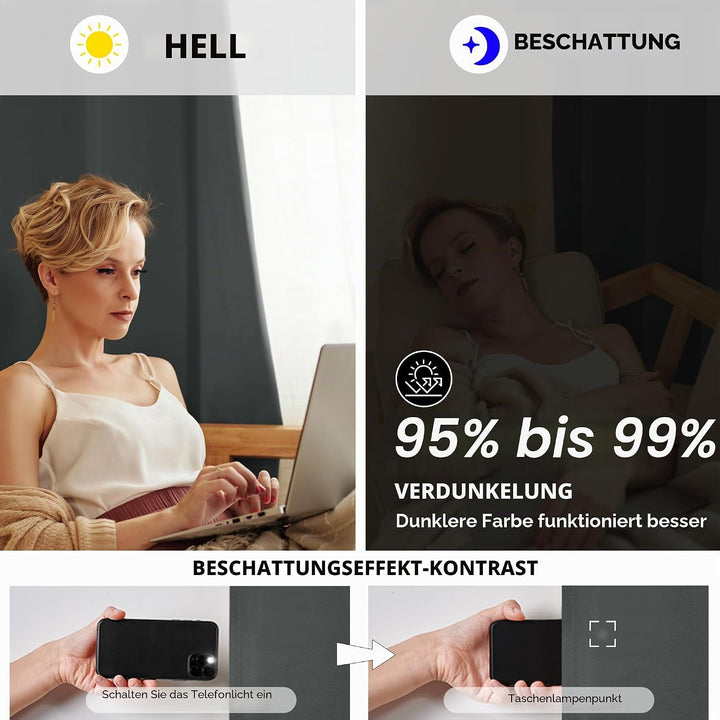 Deconovo Blickdicht Gardinen mit Ösen für Schlafzimmer Thermogardinen Vorhang Blickdicht dicke Therm