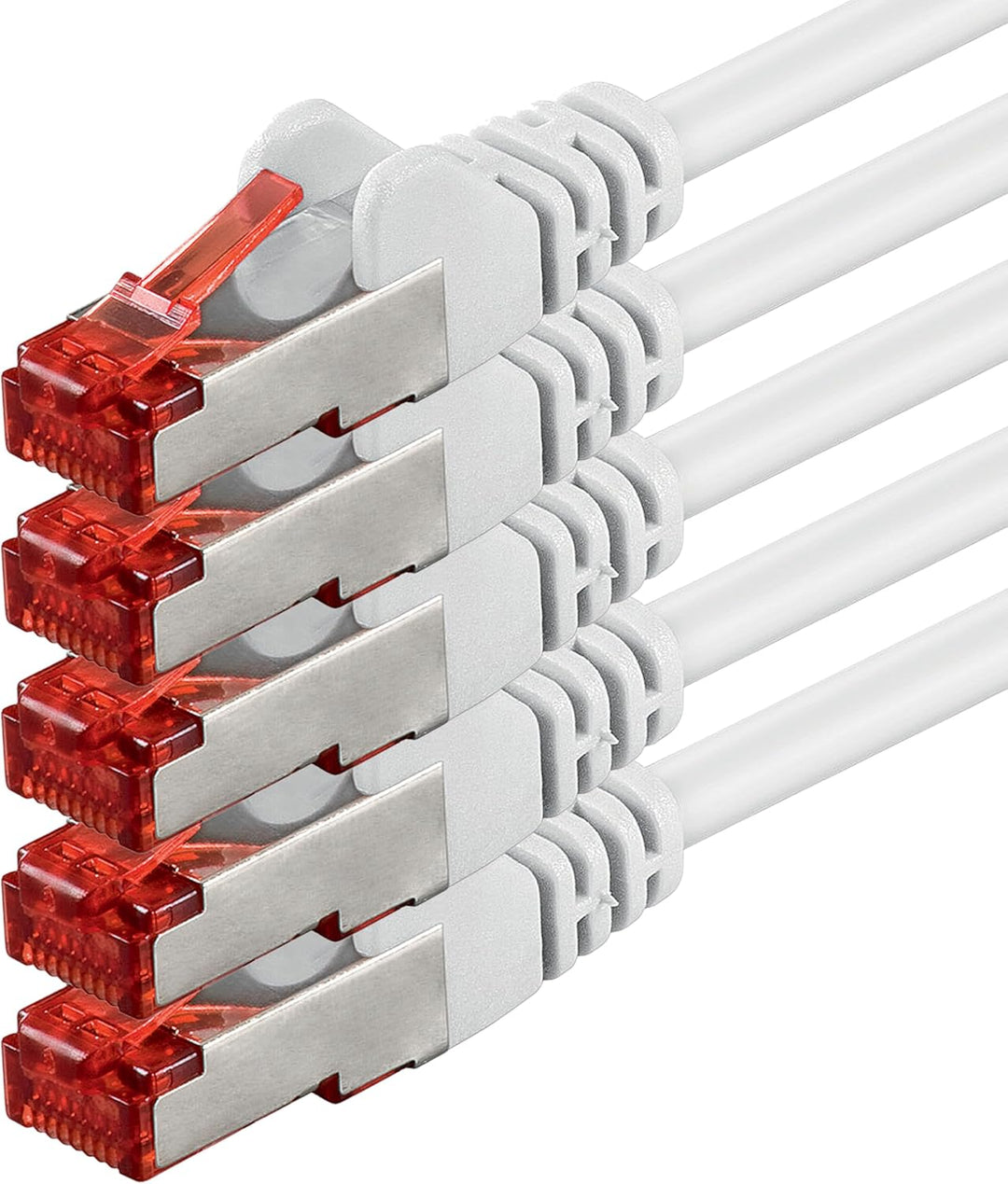 1aTTack.de 5x 10m - Cat 6 Netzwerk-Kabel Patch-Kabel Cat6 RJ45 SFTP - Weiss 10,0 Meter Weiss, 10,0 M