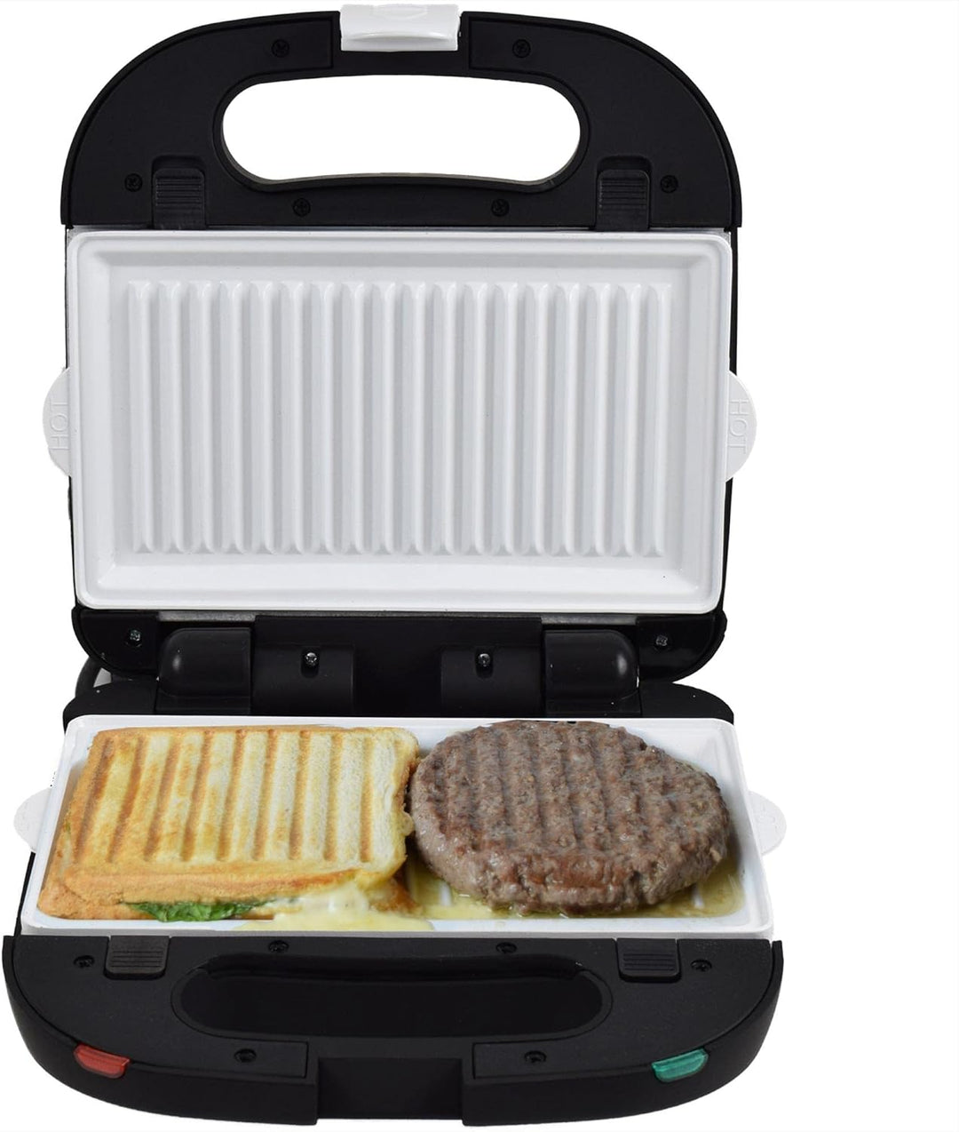 Syntrox Germany Kombigerät mit Wechselplatten SM-1500W Perom, Antihaftbeschichtet, Edelstahl, Schwar