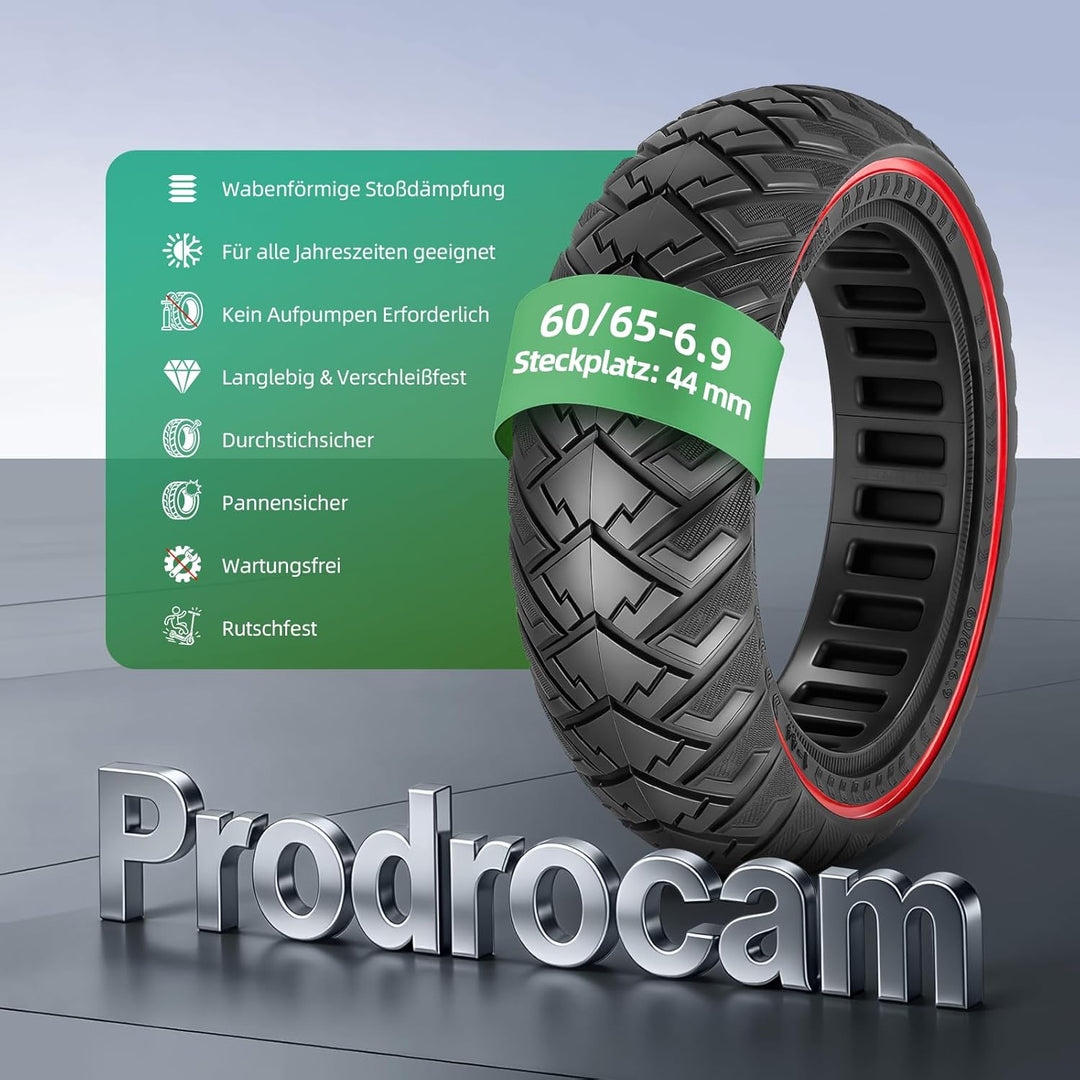 Prodrocam 60/65-6,9 Vollgummireifen für Ninebot Max G2 G2D G2E G65 F3 F3 Pro Roller 10 Zoll Hinterrä