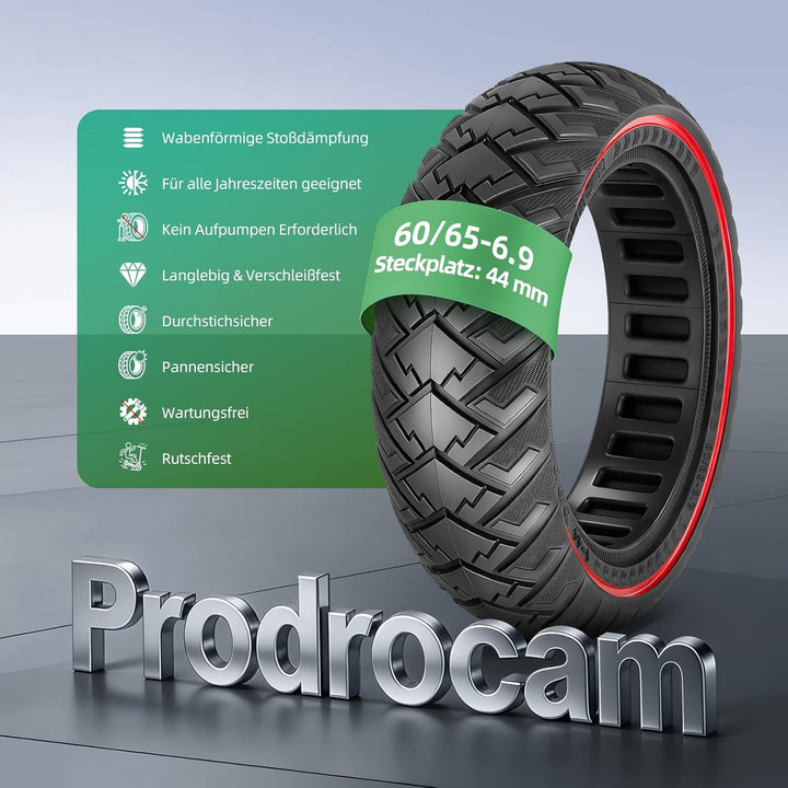 Prodrocam 60/65-6,9 Vollgummireifen für Ninebot Max G2 G2D G2E G65 F3 F3 Pro Roller 10 Zoll Hinterrä