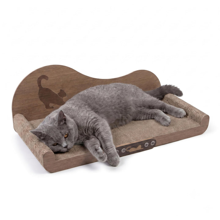 Kratzbrett für Katzen von 5-8kg – 60x30cm Kratzpappe aus hochdichter Wellpappe – Katzenschlafsofa zu