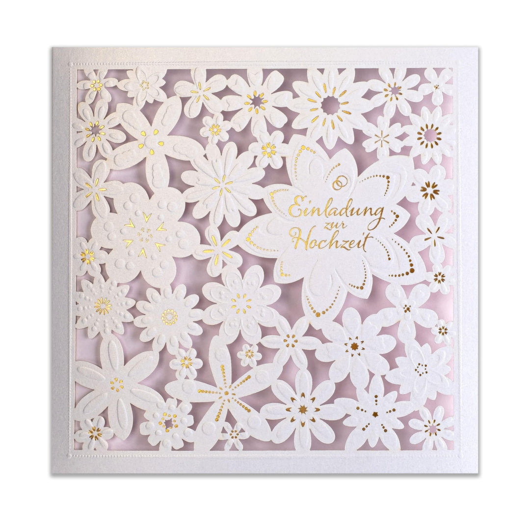 HOCHZEITSEINLADUNGEN - 20 St. 135x135mm, MIT BEDRUCKBAREN EINLAGEN UND UMSCHLÄGEN FÜR HOCHZEIT – LAS