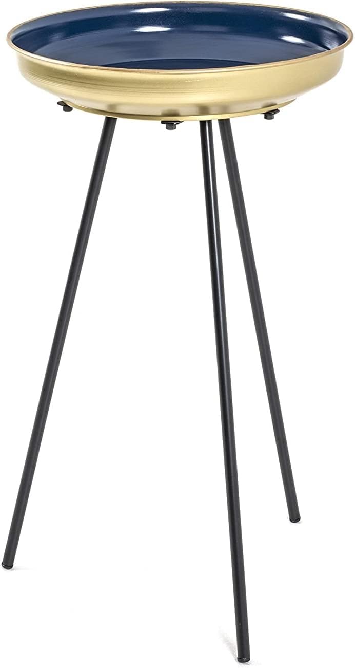 HAKU Möbel Beistelltisch 2er Set, Metall, schwarz-gold, Ø 38 x H 56 cm / Ø 38 x H 66 cm, Schwarz-gol