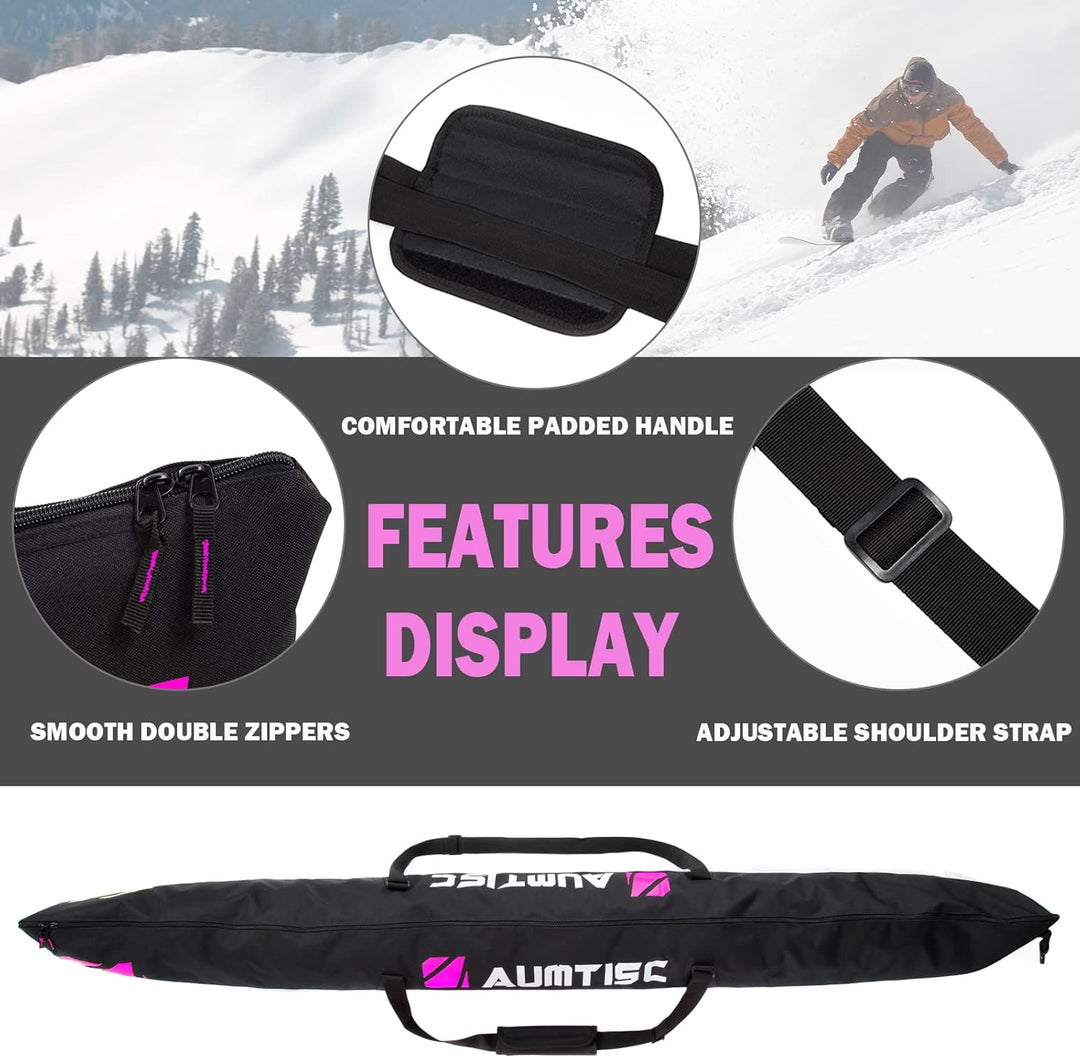 AUMTISC Skitasche Set Skisack &Skischuhtasche Längenverstellbare Bis 200 cm für 1 Paar Ski & Skischu