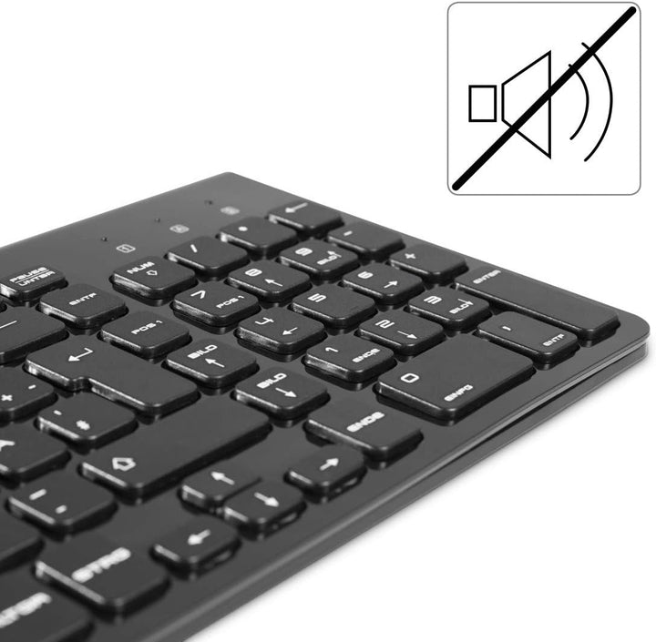 Hama Funk-Tastatur mit Maus Set kabellos (leise Computer-Tastatur mit flachen Tasten, Ziffernblock,