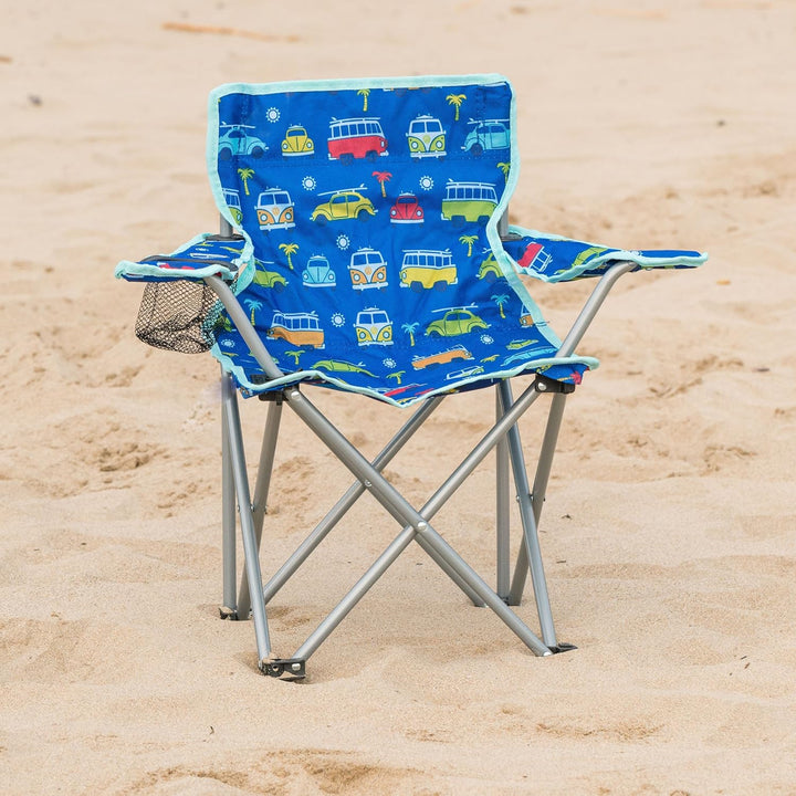 Board Masters - Volkswagen Kinder-Camping-Strand-Klapp-Faltstuhl inkl. Armlehne mit T1 Bus & Käfer M