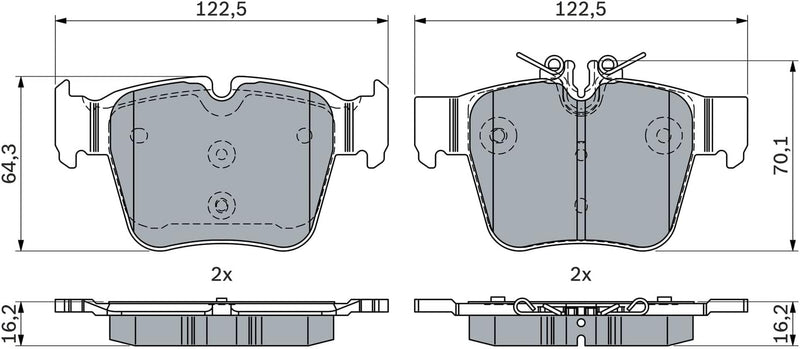 Bremsbeläge Hinten von Bosch (0 986 424 334) Bremsbelagsatz Bremsanlage Scheibenbremsbelagsatz, Sche