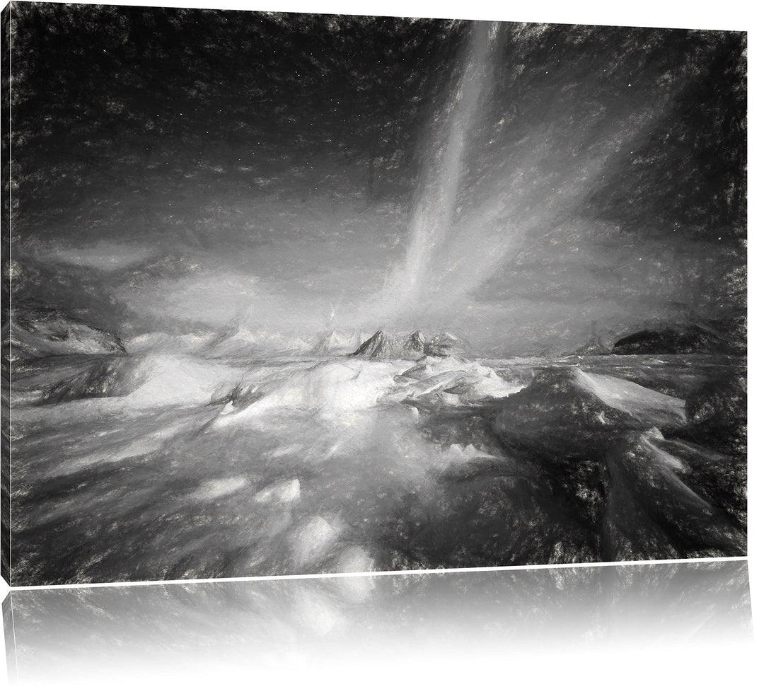 Pixxprint gewaltiges Polarlicht Kunst als Leinwandbild/Grösse: 100x70 cm/Wandbild/Kunstdruck/fertig