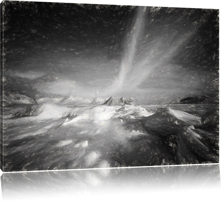 Pixxprint gewaltiges Polarlicht Kunst als Leinwandbild/Grösse: 100x70 cm/Wandbild/Kunstdruck/fertig