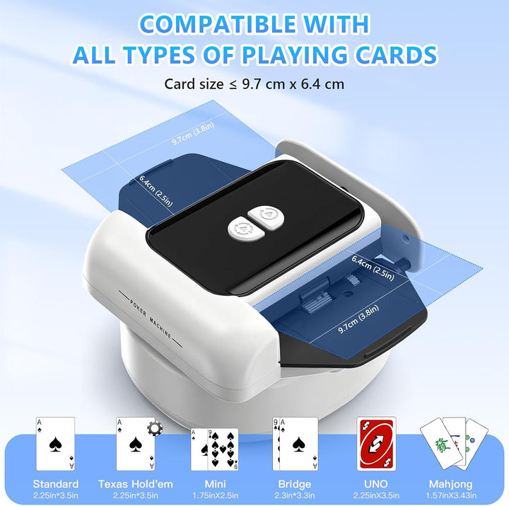 Kartenmischer USB-C leise 1-2 Decks | Leiser, vibrationsarmer Motor, Ein-Tasten-Bedienung, USB-C wie