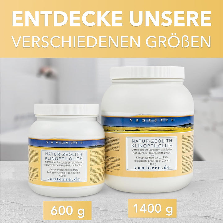 vanterre 1400g ZEOLITH - KLINOPTILOLITH ø 6µm - Im Luftstrom vermahlen und aktiviert