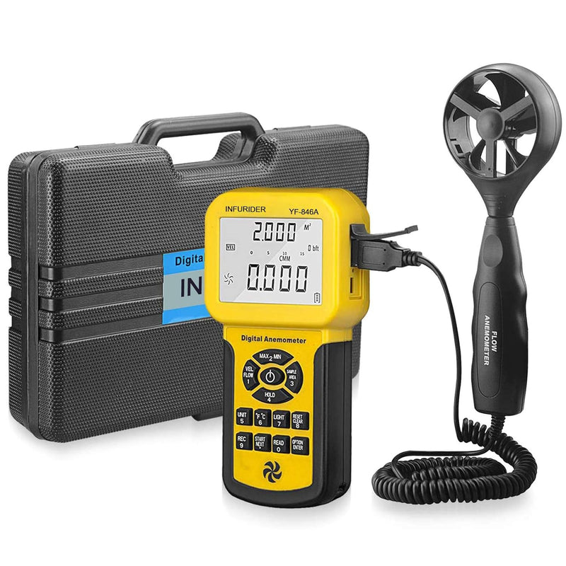 INFURIDER YF-846A Digitales Anemometer, 0,3~45 m/s Windgeschwindigkeitsmessgerät, misst Windgeschwin