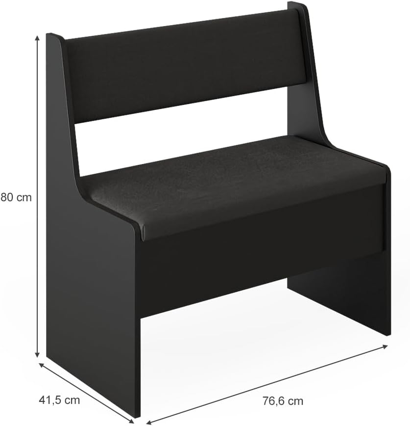 Vicco Esszimmer-Bank Roman, Bank für die Essecke, Schwarz, 76.6 x 41.5 cm Schwarz Bank 77 cm, Schwar
