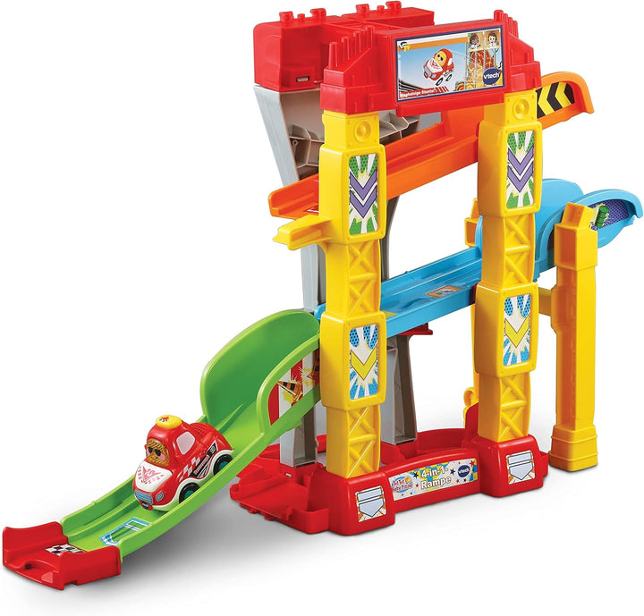Vtech TUT TUT Baby Flitzer - 4-in-1-Rampe – Autorampe Spielset mit 4 Aufbaumöglichkeiten und Rennaut