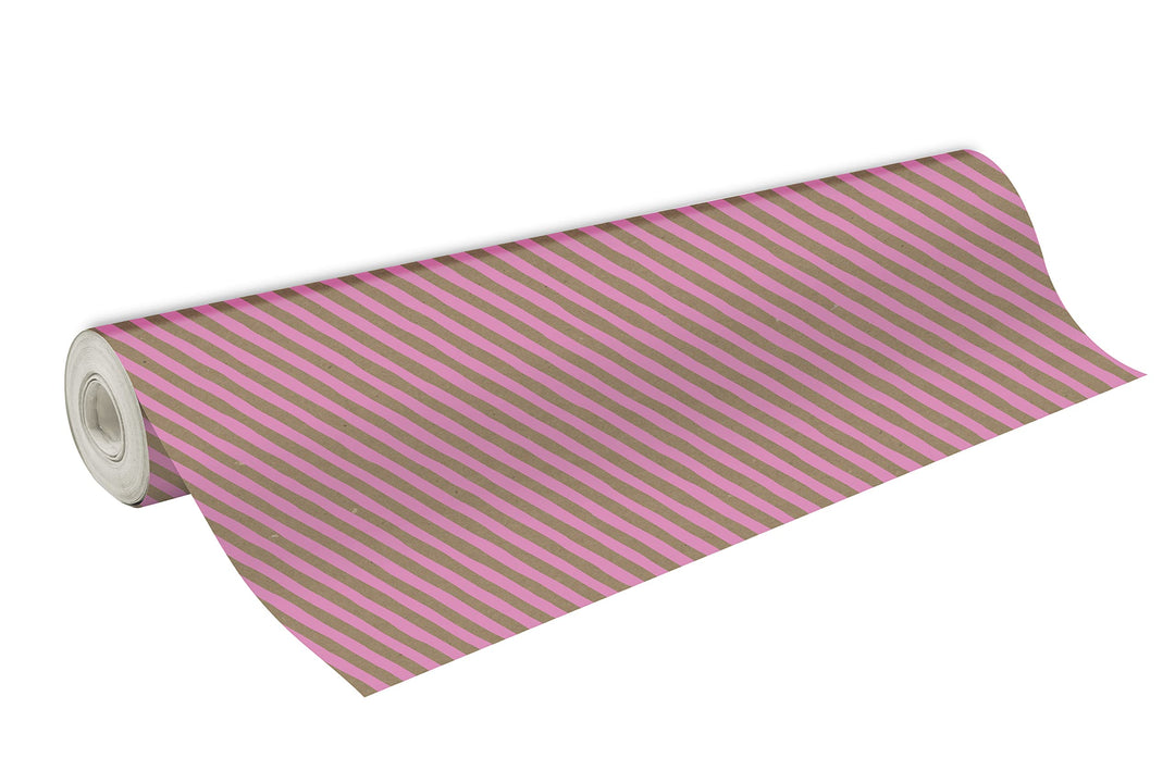 Clairefontaine 223873C - Rolle Geschenkpapier Kraftnatur 50mx70 cm 70g, Streifen Rosa, 1 Rolle Strei