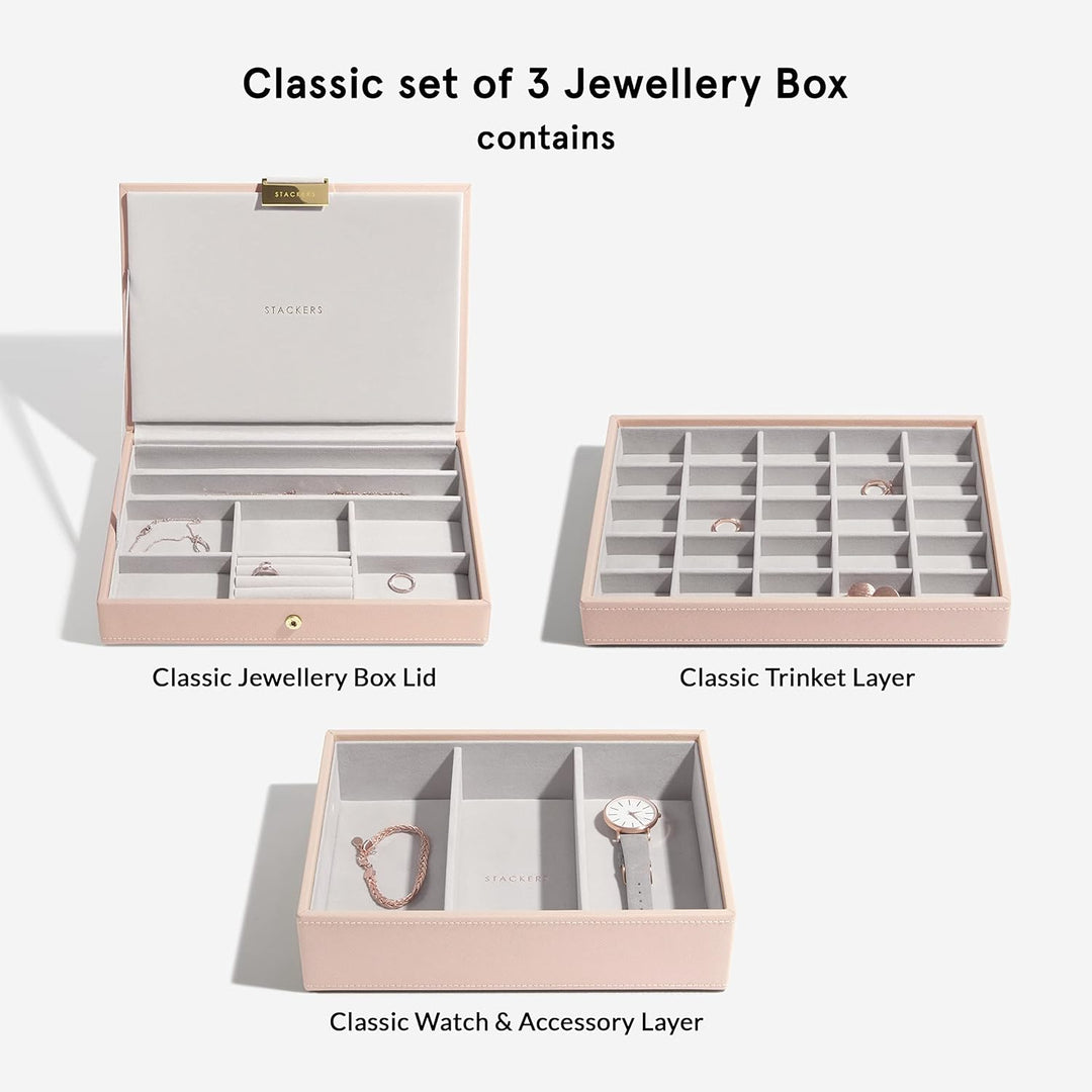 Stackers Blush Klassisch Schmuckschatulle - 3 Blush Pink & Gold, Blush Pink & Gold