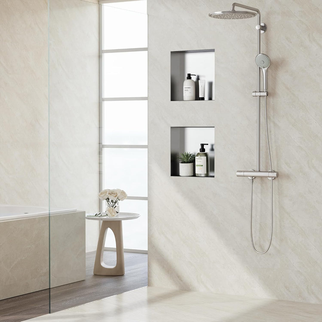 Neodrain Wandnische Dusche Edelstahl Duschnische Randlos 30 x 30 cm Einzelregal Lagerung für Badezim