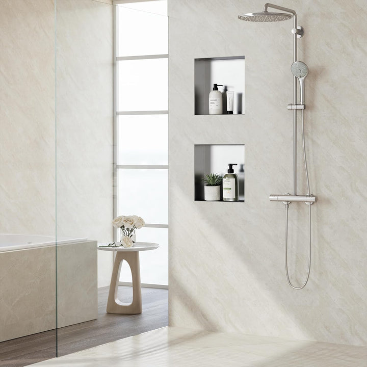 Neodrain Wandnische Dusche Edelstahl Duschnische Randlos 30 x 30 cm Einzelregal Lagerung für Badezim