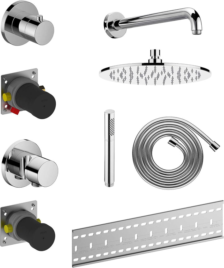 KEUCO IXMO Duschsystem 2 Verbraucher, Komplett-Set mit IXMO Thermostat, Kopf- und Handbrause, Brause