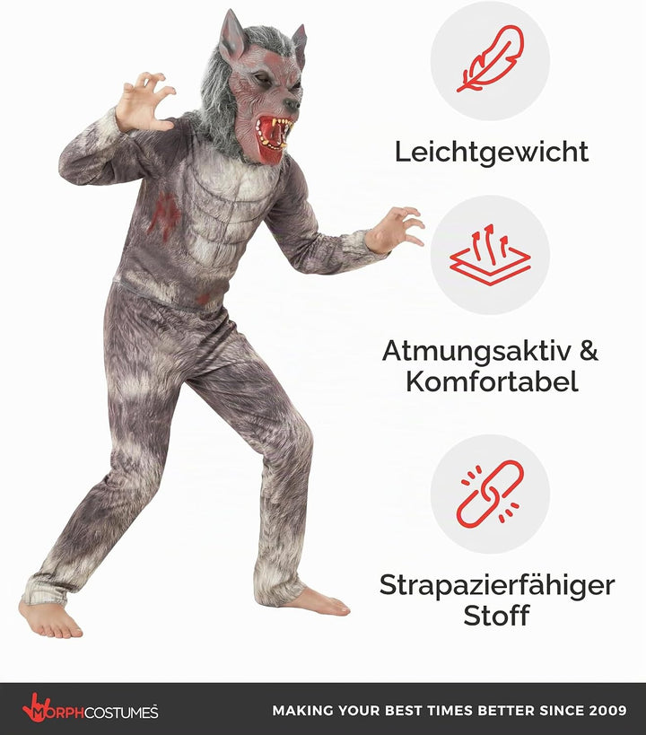 Morph Halloween Kostüm Kinder, Werwolf Kostüm Kinder, Kostüm Werwolf Kinder, Werwolf Kinder Kostüm,