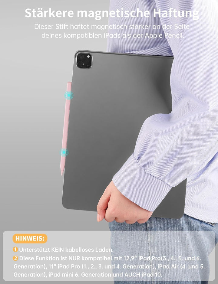 MEKO Stift für iPad 2018-2024 mit Schnellladeleistung Palm Rejection und Neigungssensitivität für iP