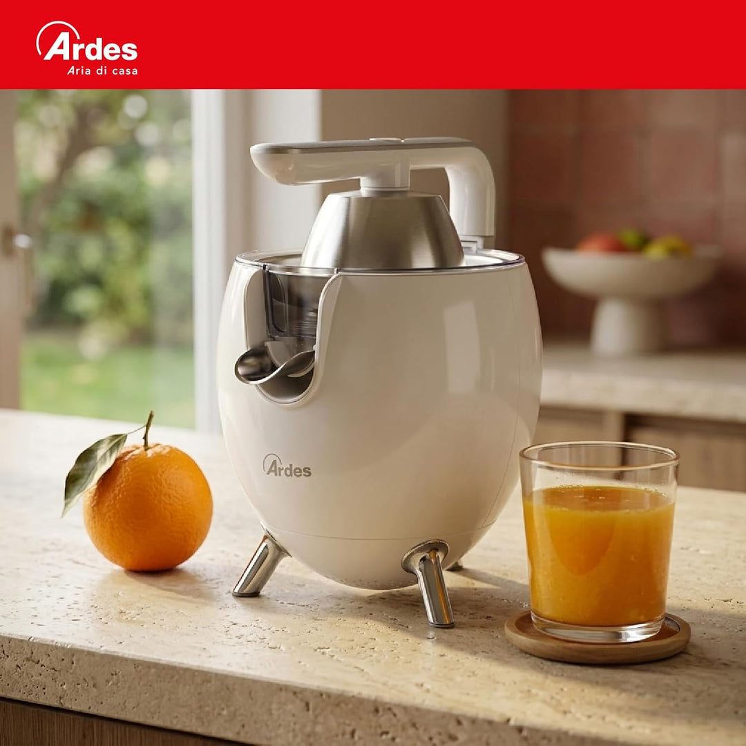 Ardes Arspre03W Juice Art W Elektrische Zitruspresse mit Druck - Leistung 500 W, 0,5 l Edelstahlfilt