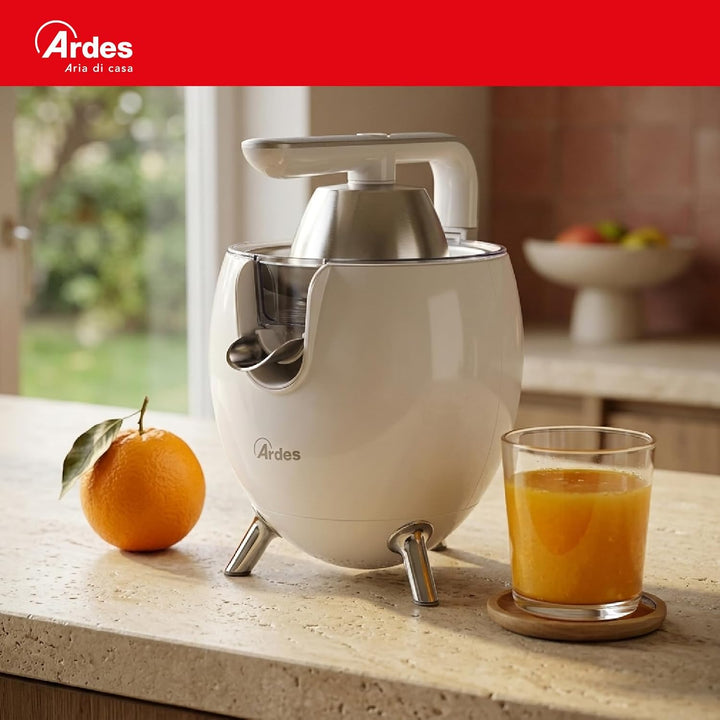 Ardes Arspre03W Juice Art W Elektrische Zitruspresse mit Druck - Leistung 500 W, 0,5 l Edelstahlfilt