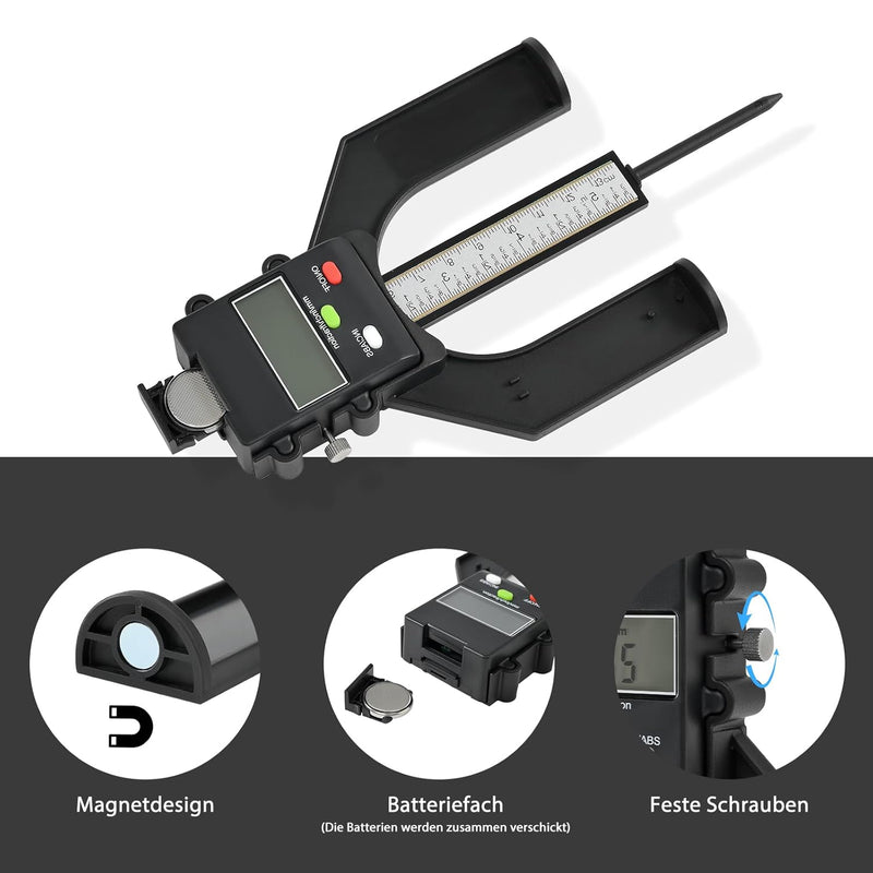 Kiiowana Tiefenmesser, 0-80mm mit Digital LCD Display Digitale Messschieber,für Tiefenmesser Holzbea
