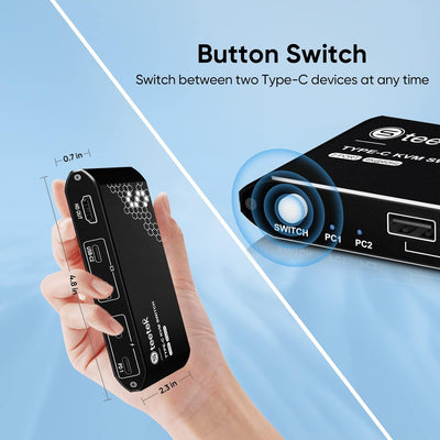 USB C KVM Switch 2 In 1 Out,4K@60Hz, KVM Switches USB2.0,HDMI 2.0, PD3.0,Type C Switch,USB C KVM 2 P