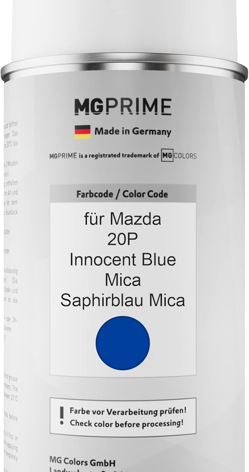 MG PRIME Autolack Sprühdosen Set für Mazda 20P Innocent Blue Mica/Saphirblau Mica Basislack Klarlack