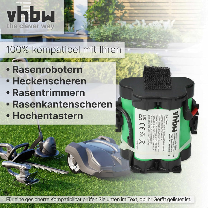vhbw Akku kompatibel mit Husqvarna Automower 105, 305, 308, 308X, 308 X Mähroboter, Rasenroboter - (