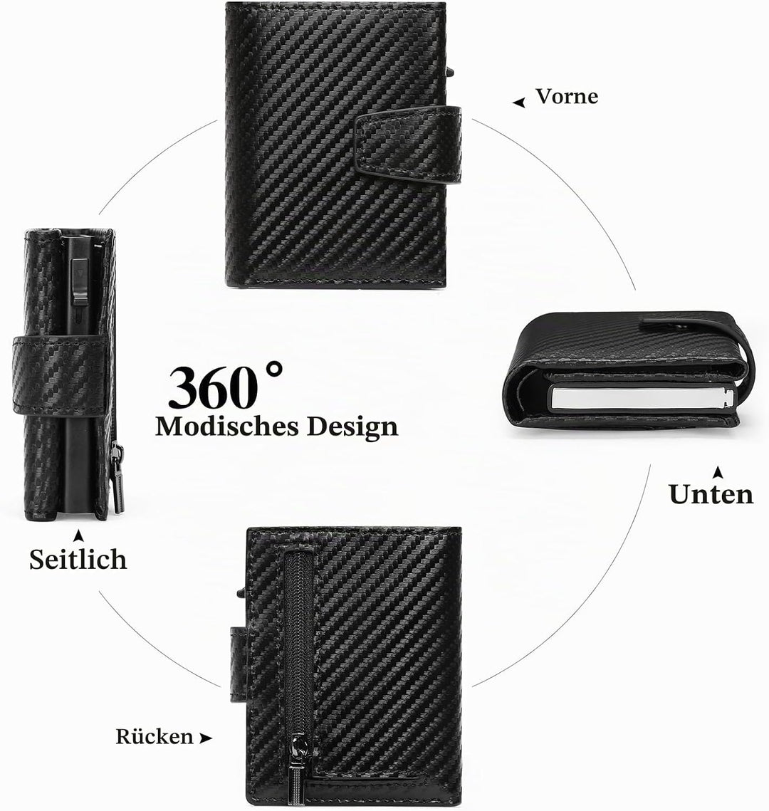 SENDEFN Kartenetui mit Münzfach | Geldbörse Herren RFID Schutz | Geldbeutel aus echtem Leder | Mini