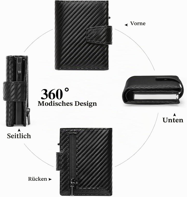 SENDEFN Kartenetui mit Münzfach | Geldbörse Herren RFID Schutz | Geldbeutel aus echtem Leder | Mini