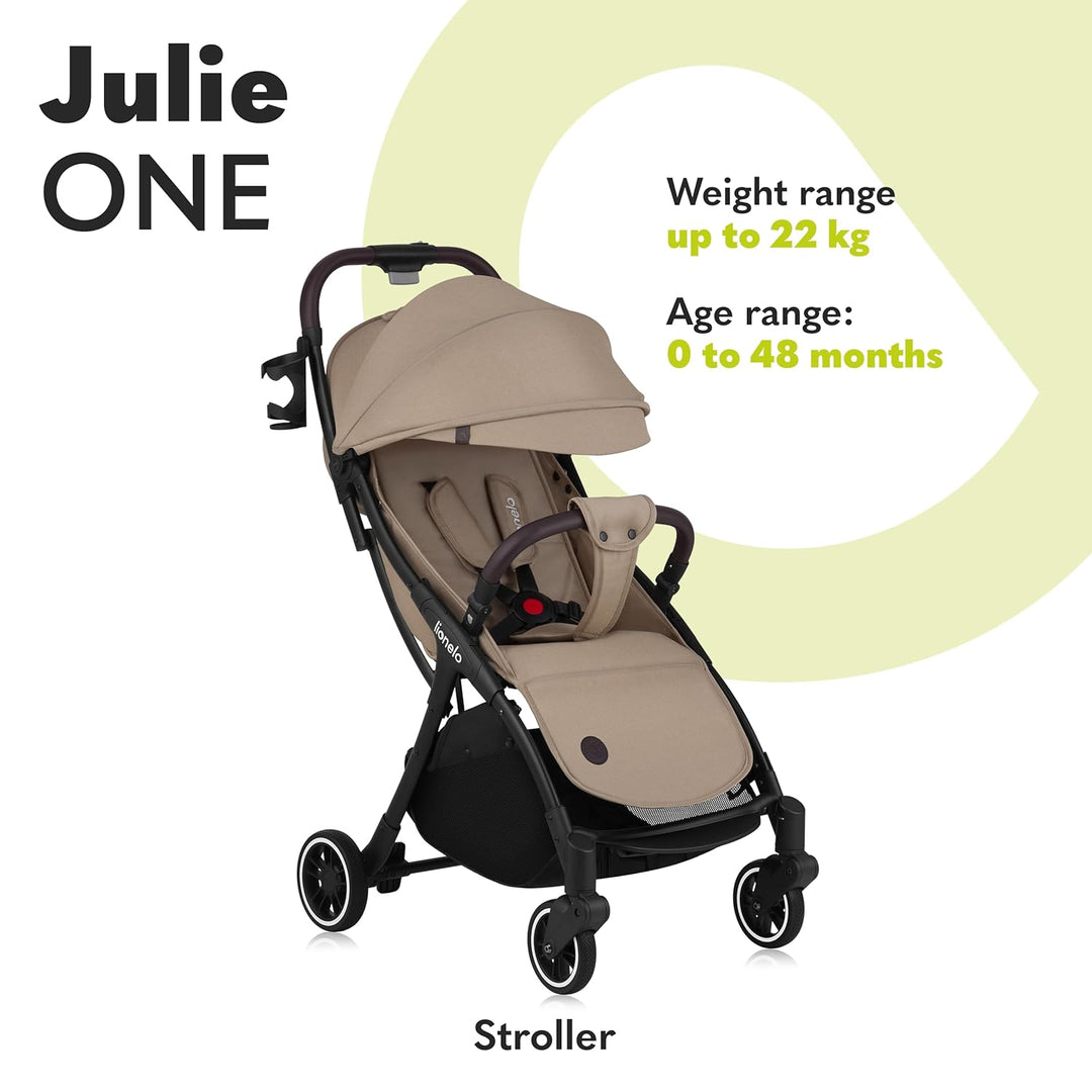 LIONELO Julie One Buggy Kinderwagen bis 22 kg, verstellbare Rückenlehne und Fussstütze, Moskitonetz,