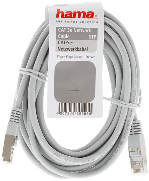 Hama 00200919 Netzwerkkabel, CAT 5e F/UTP Patchkabel, 15 m, grau, PVC-Mantel, paarweise verdrillt, 1