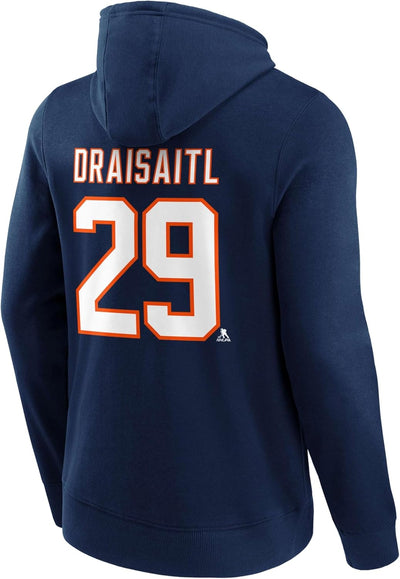 Fanatics Leon Draisaitl #29 Edmonton Oilers Iconic Player NHL Hoodie Navy 3XL Blau, 3XL Blau