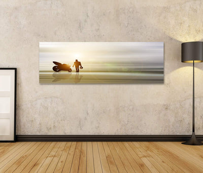 islandburner Bild auf Leinwand Abstrakte Kunst Motorrad Horizont Unscharfer Hintergrund Bilder Wandb