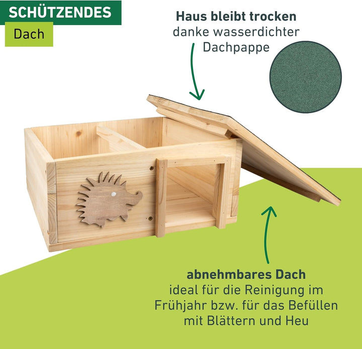 Windhager Igelhaus Bausatz aus Massivholz | Igelfutterhaus, Igelhäuschen, Igelhotel mit abnehmbarem