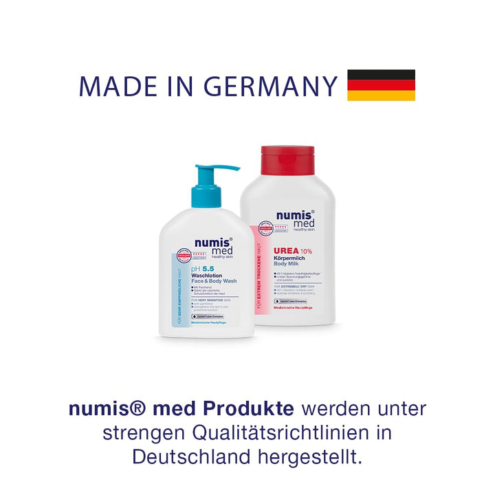 numis med Duschgel mit 5% Urea - Hautberuhigendes Duschgel für extrem trockene, zu Juckreiz neigende