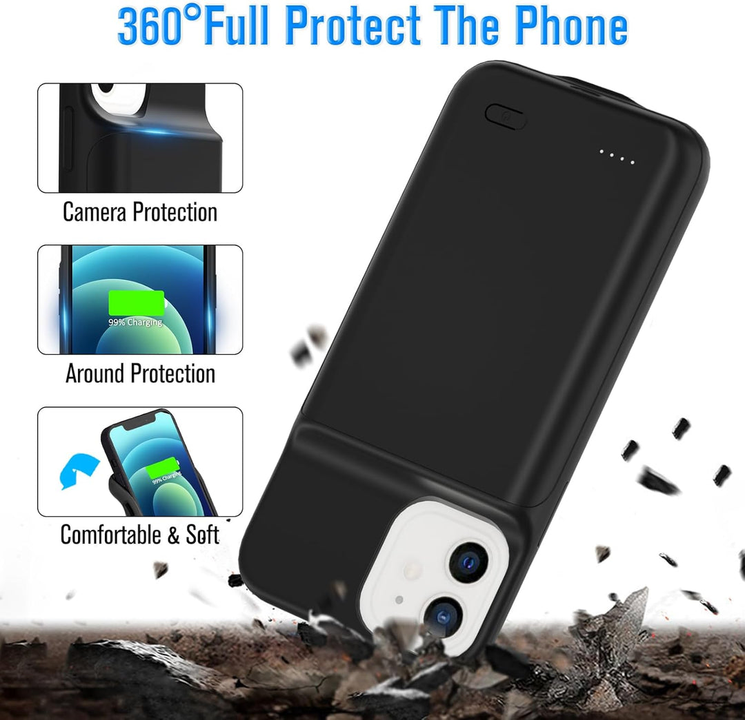 HUOBAO Akkuhülle für iPhone 12/12Pro, [5000mAh] Zusatzakku Ladehülle Akku hülle Handyhülle, Akku Bat